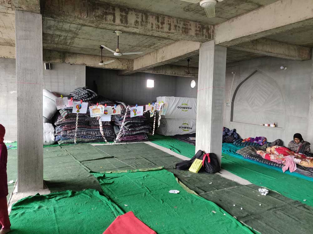 Quba Masjid at Mustafabad where a relief camp for Muslims has been set up on the fourth floor