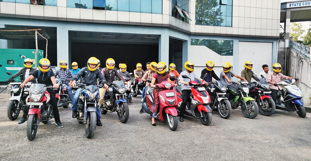 Rapido riders at the launch in Shillong on Tuesday