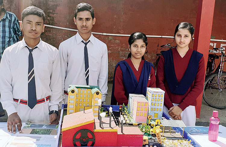 Students at an exhibition
