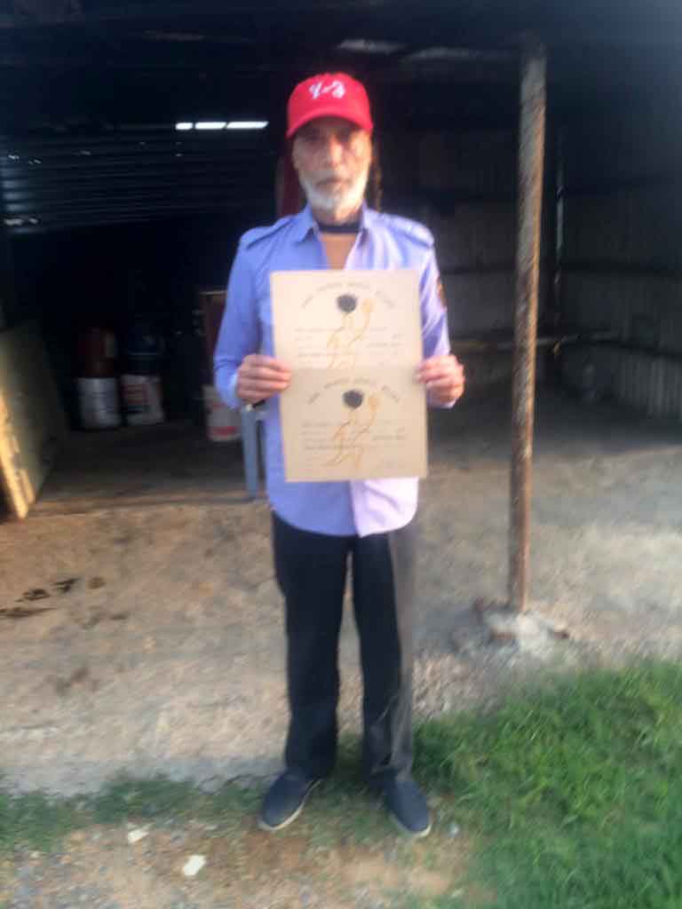  Swaran Singh with his certificate in Jamshedpur. 