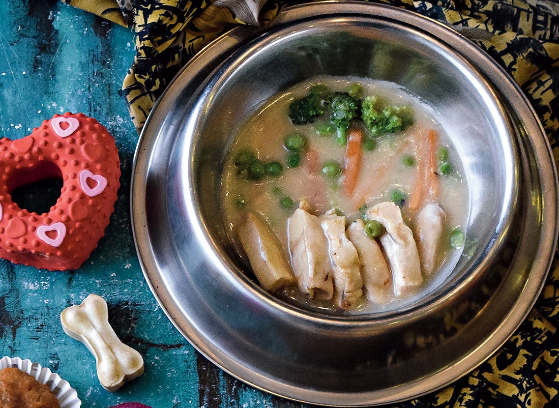 A home-cooked meal of meat and vegetables is ideal for your pet