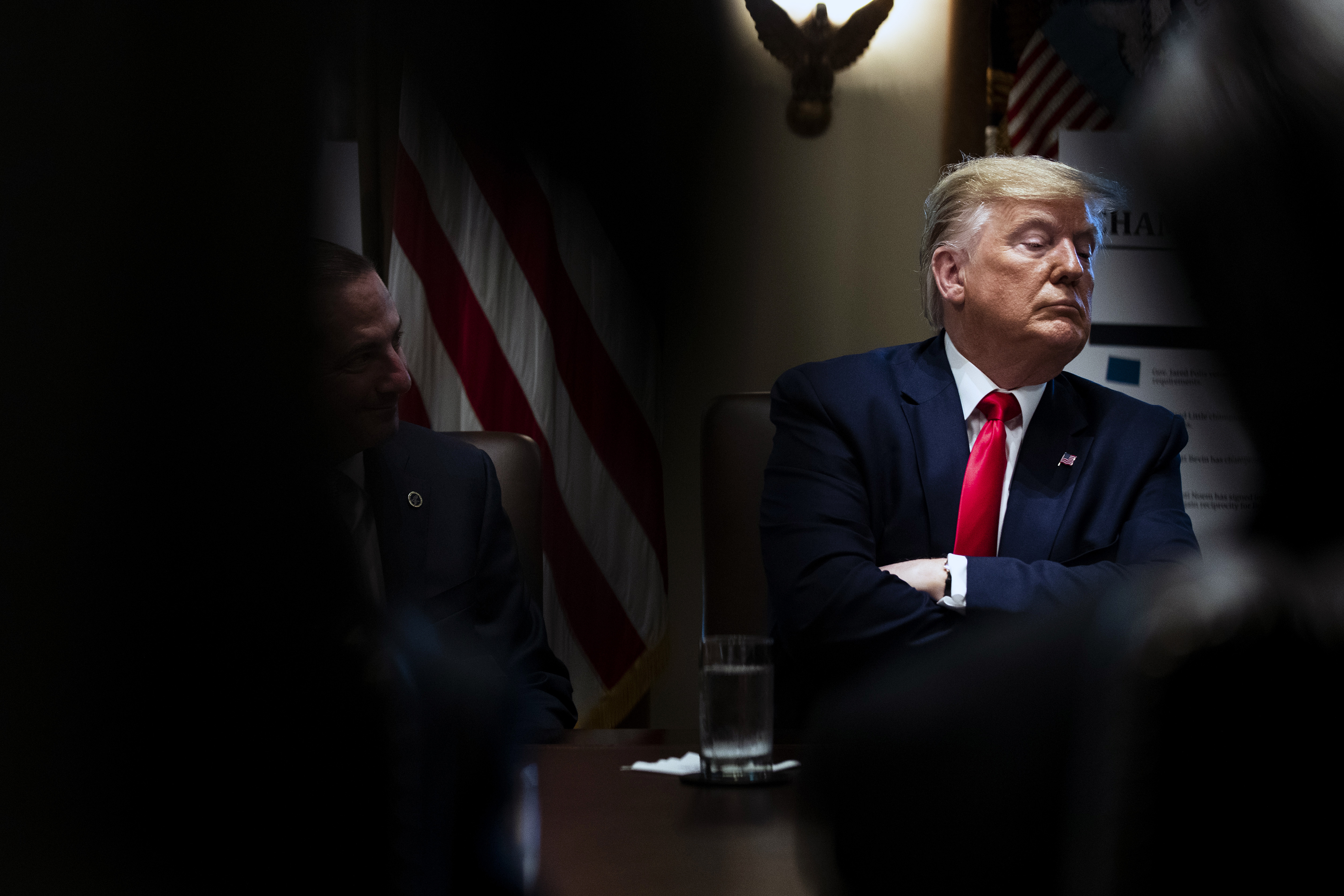 US President Donald Trump speaks to reporters during a cabinet meeting at the White House in Washington on Monday, October 21, 2019.
