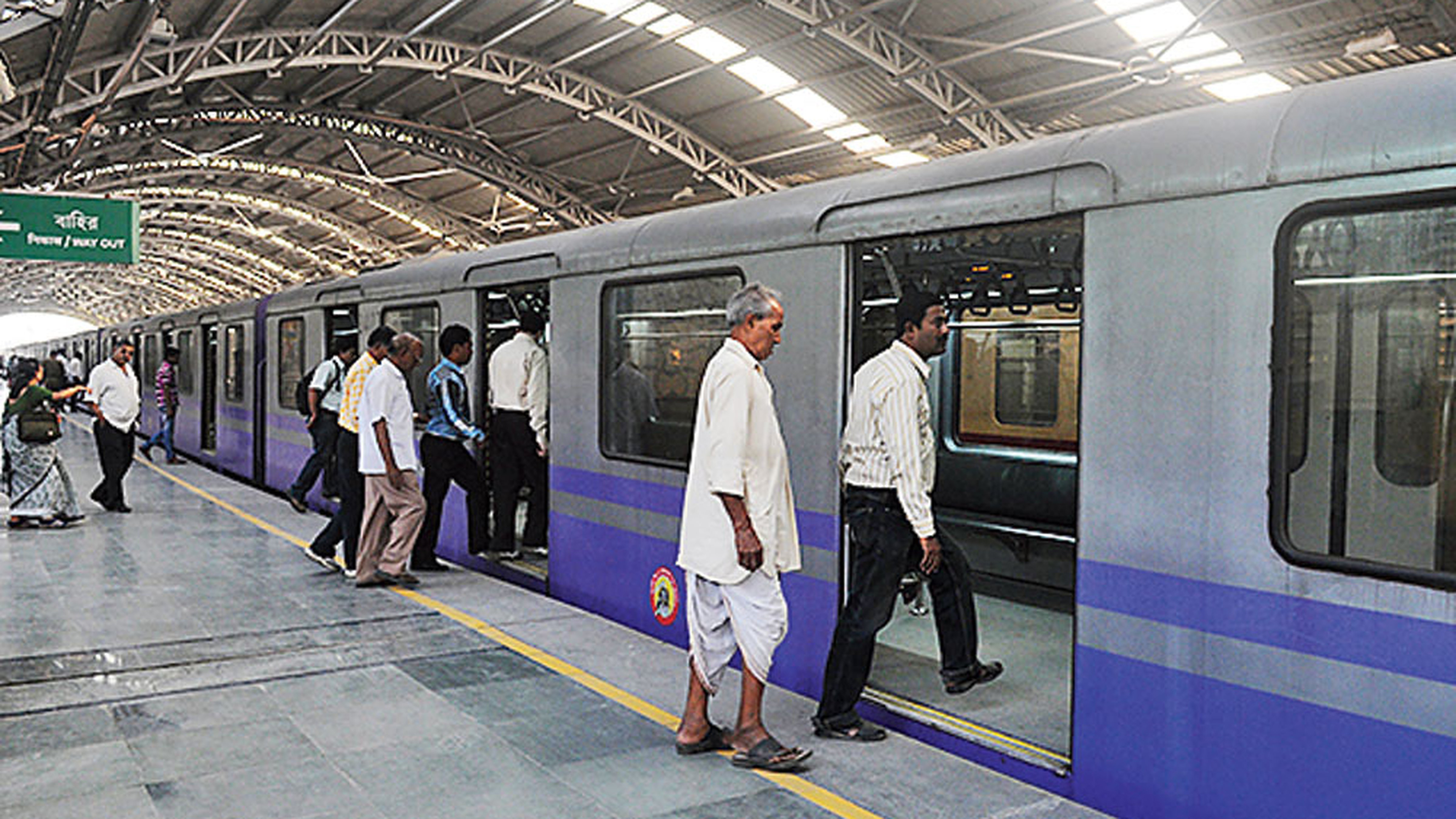 The Railway Board has approved underground construction along a technically challenging 3.5km stretch and sanctioned an additional Rs 1,622 crore for the project. The photograph above is of a Calcutta Metro train but not on the Airport-Barasat Metro route that is yet to be laid.