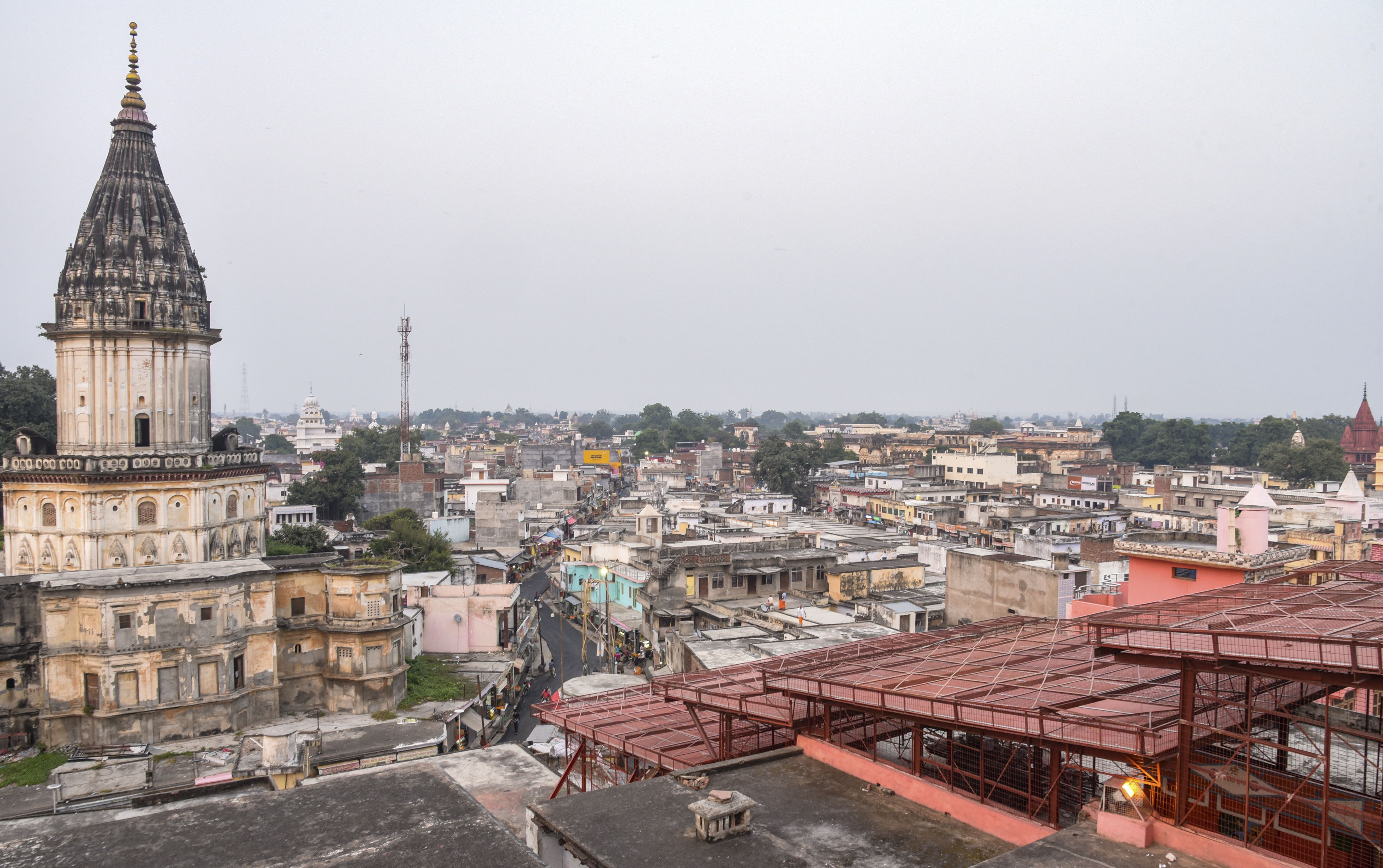 A view of Ayodhya as seen from the roof of the famous Hanumangarhi temple on Thursday evening, October 17, 2019.