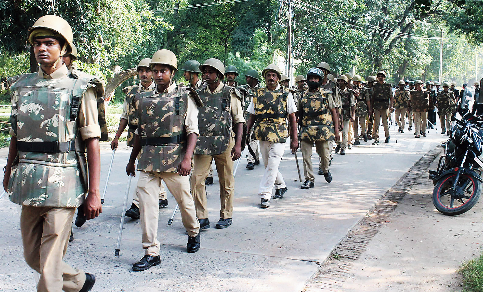 Police deployed at BHU on Tuesday after the clash.