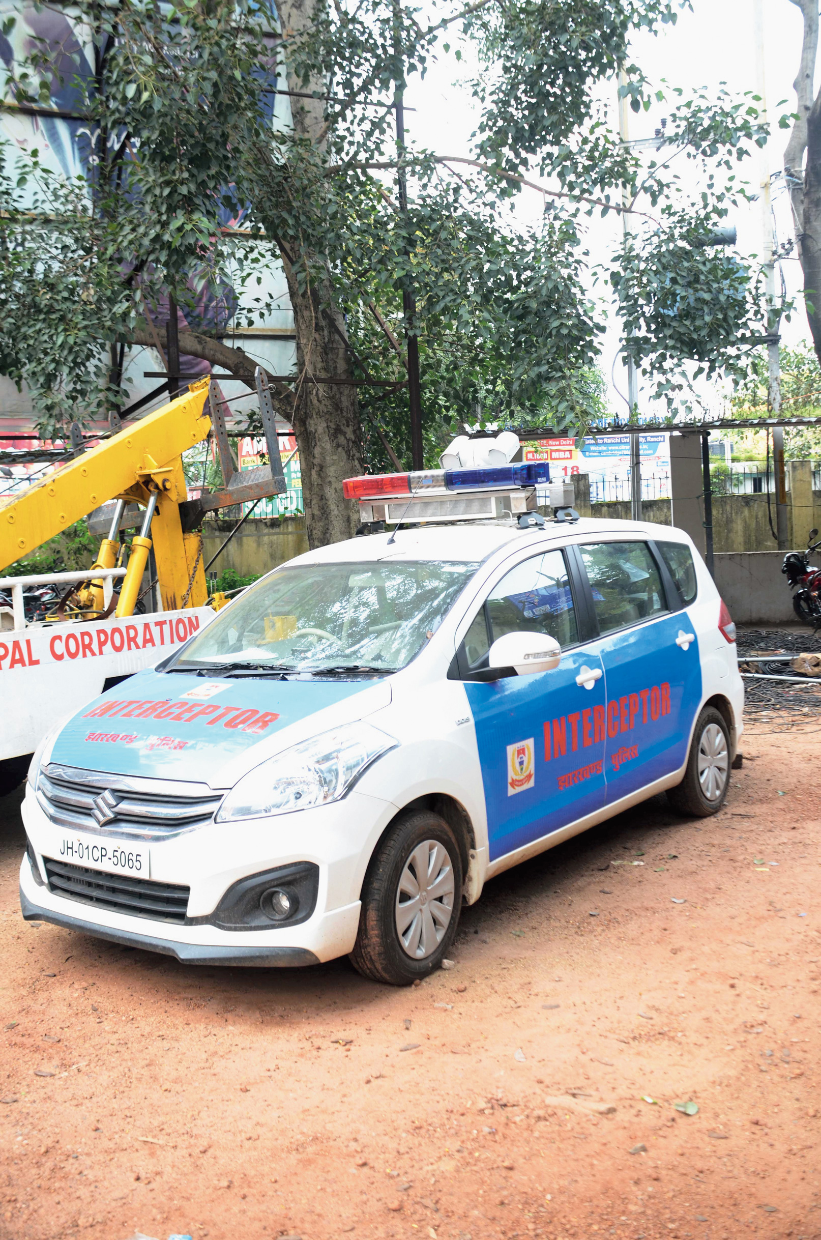 Police interceptor vehicle  Mobile speed monitors idle in Ranchi