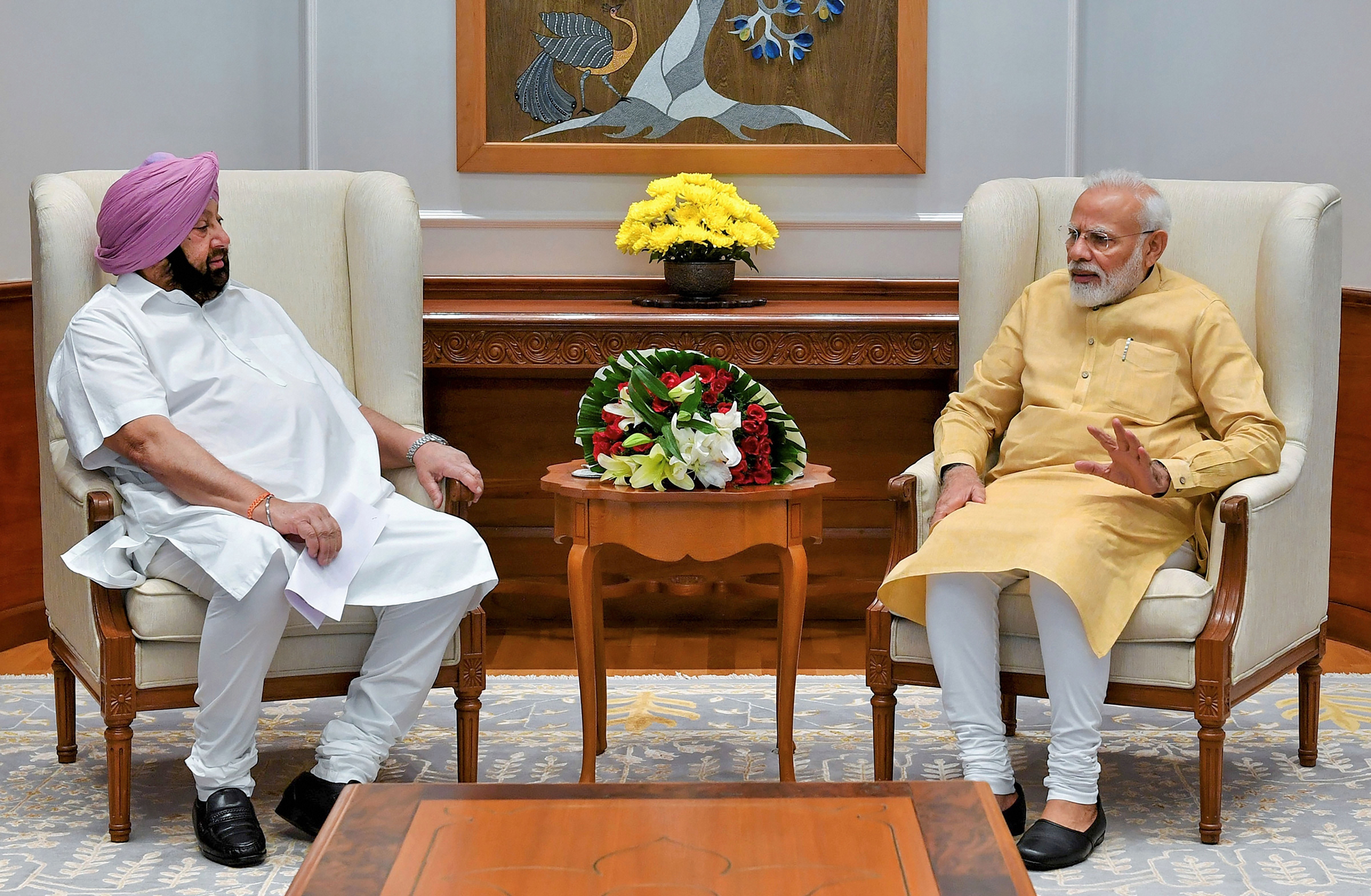 Punjab chief minister Captain Amarinder Singh meets Prime Minister Narendra Modi, in New Delhi, Thursday, October 3, 2019
