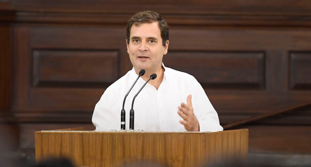 Congress President Rahul Gandhi addresses the CPP general body meeting, at Parliament House in New Delhi on Saturday, June 1, 2019.