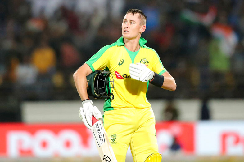 Australia's Marnus Labuschagne walks back to the pavilion after his dismissal during the second one-day international cricket match between India and Australia in Rajkot on Friday
