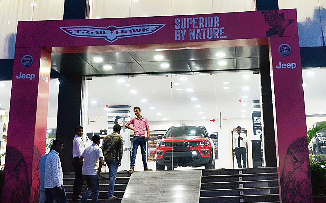 A car showroom in Ranchi on Monday. 