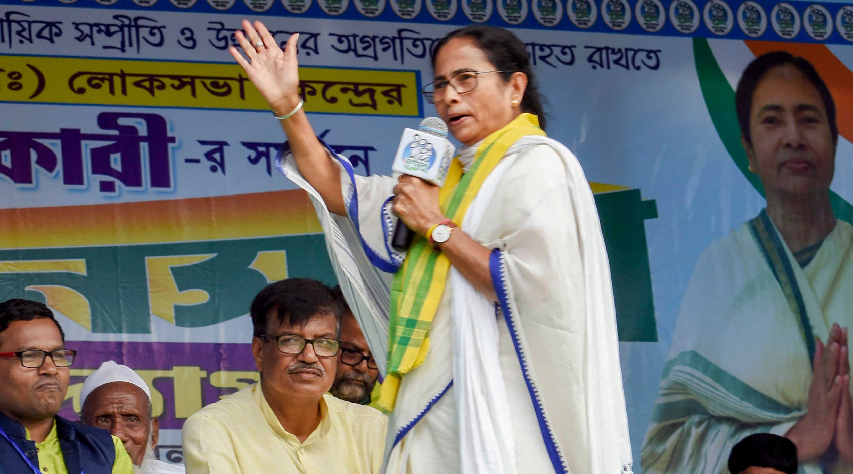 Mamata Banerjee speaks during her election campaign rally ahead of Lok Sabha elections, in Cooch Behar, on April 08,2019. 