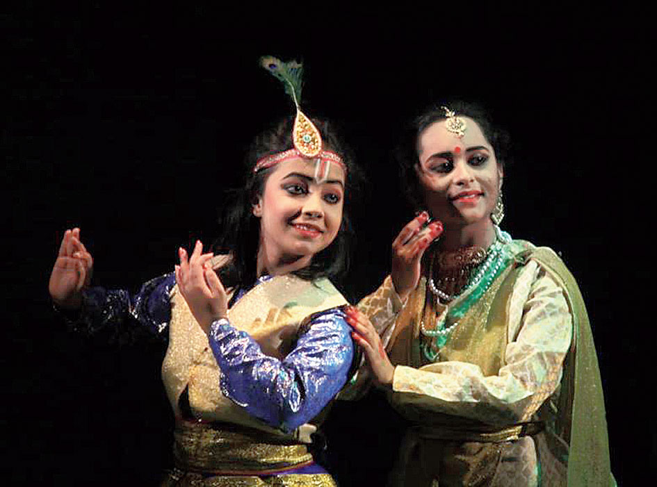 Shirin Anwar and Aryama Sen dance as Krishna and Radha