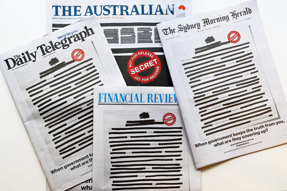 Australia  Australian newspapers black out front pages in fight