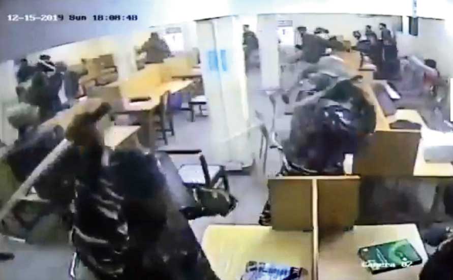 Footage from the video clip released by the Jamia Coordination Committee, an umbrella of Jamia Millia Islamia university students and alumni, shows police swinging lathis overhead and landing blows on youngsters in what looks like the reading room in the Ibn-e-Sina block in the varsity. The date of the footage is December 15, 2019, when the police did storm the campus.