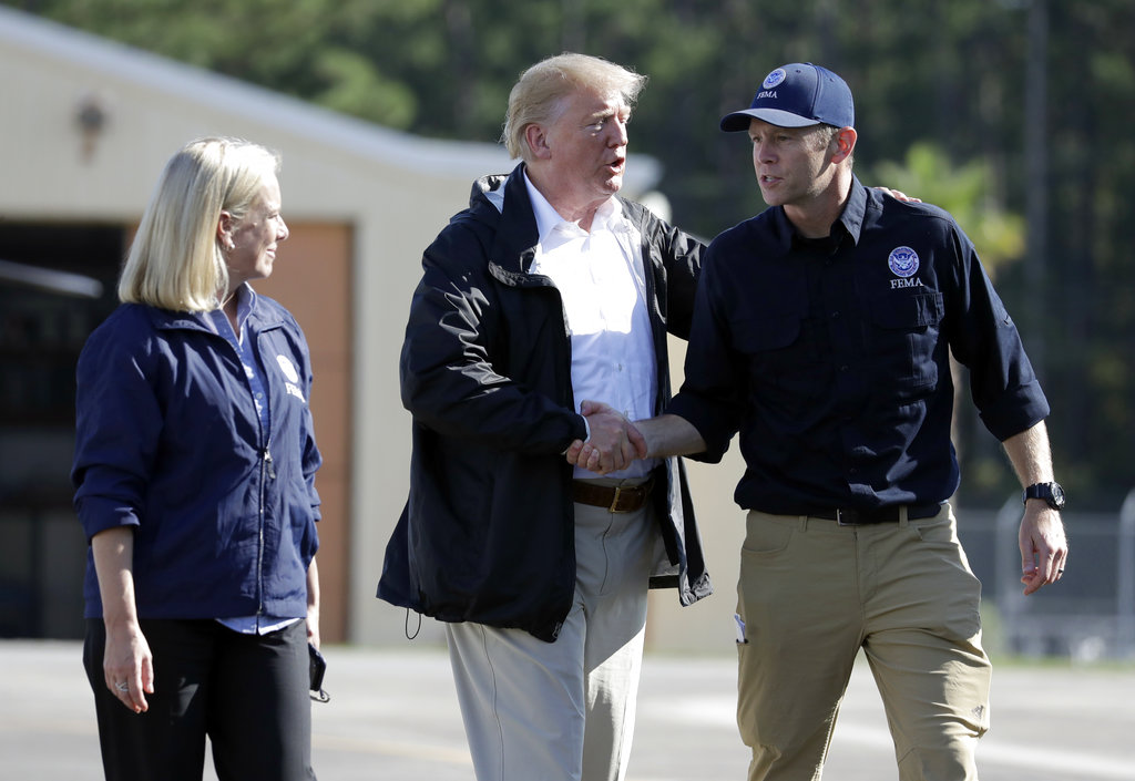 Donald Trump visited the areas hit by Hurricane Florence.