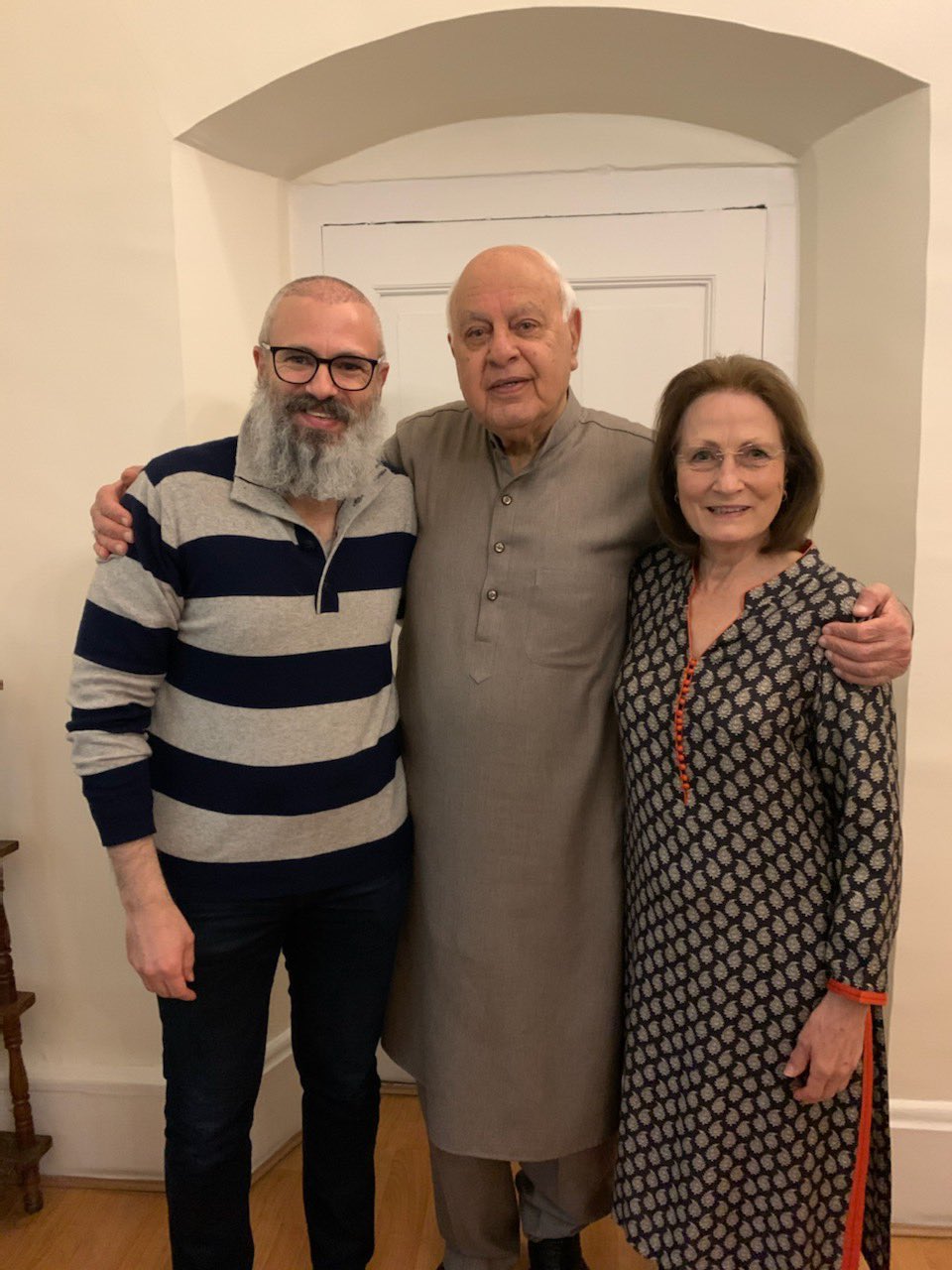 NC president Farooq Abdullah, centre, expressed happiness over the revocation of PSA detention of Omar, left, but said that total redemption of the situation was not possible until all political detainees were not released.


