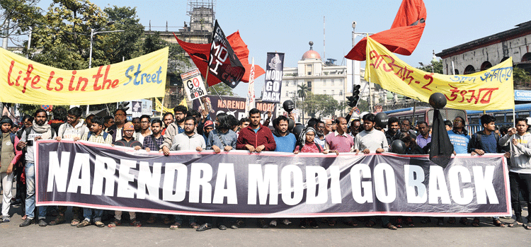 Protesters block the Dorina crossing in Esplanade on Sunday morning