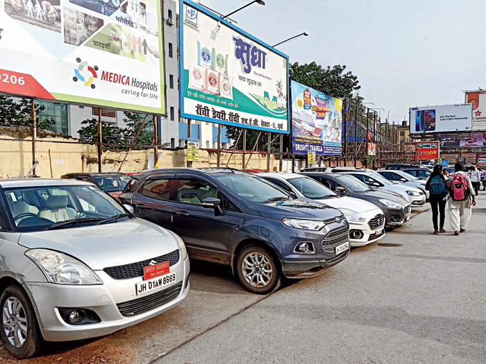 The parking stand on Main Road in Ranchi on Friday
