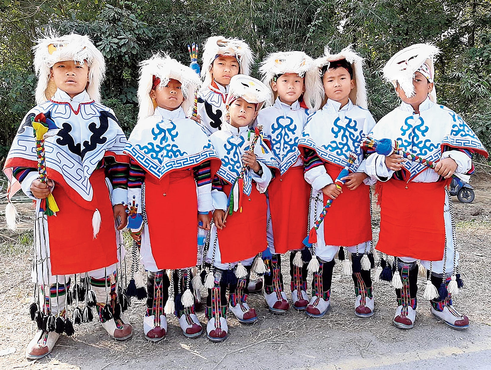 Children participate in the Tamla-Du Festival at Tezu in Arunachal Pradesh on Friday
