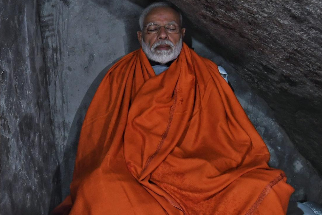 ANI tweeted the picture above, saying: “Prime Minister Narendra Modi meditates at a holy cave near Kedarnath Shrine in Uttarakhand