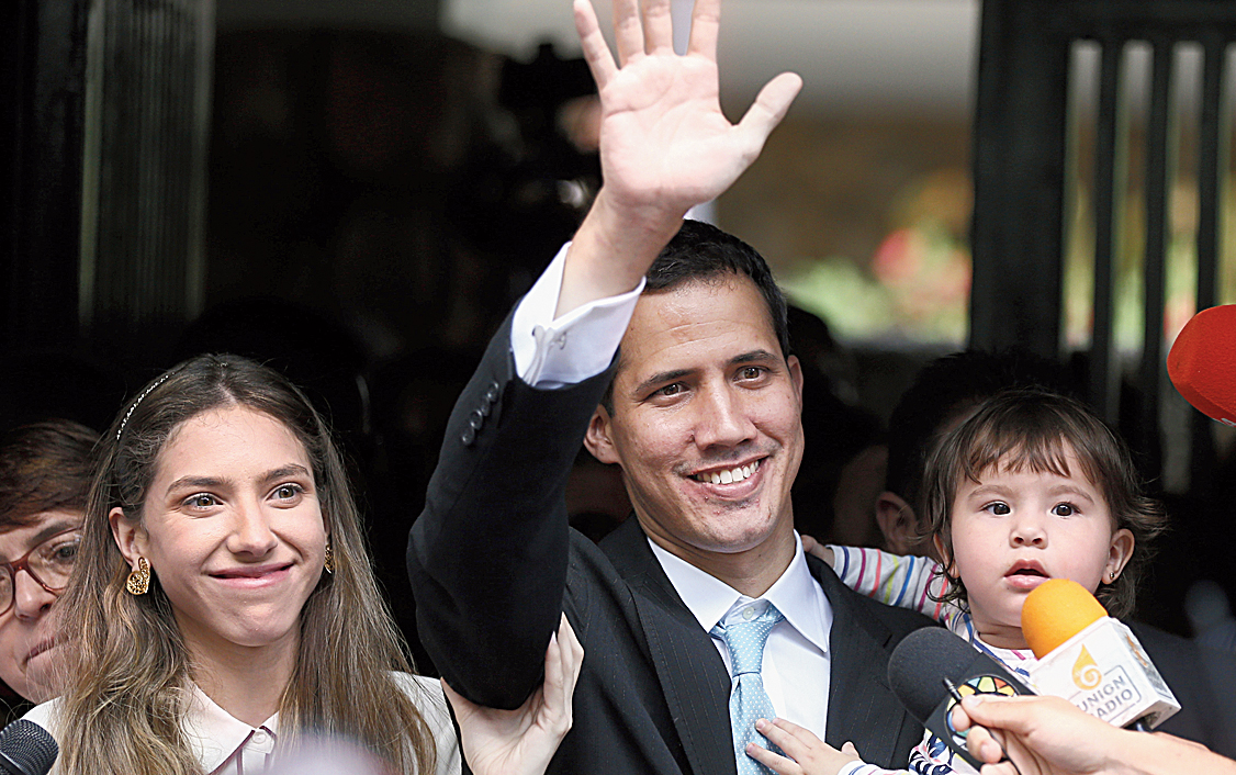 Juan Guaido with his wife Fabiana and daughter Miranda in Caracas.
