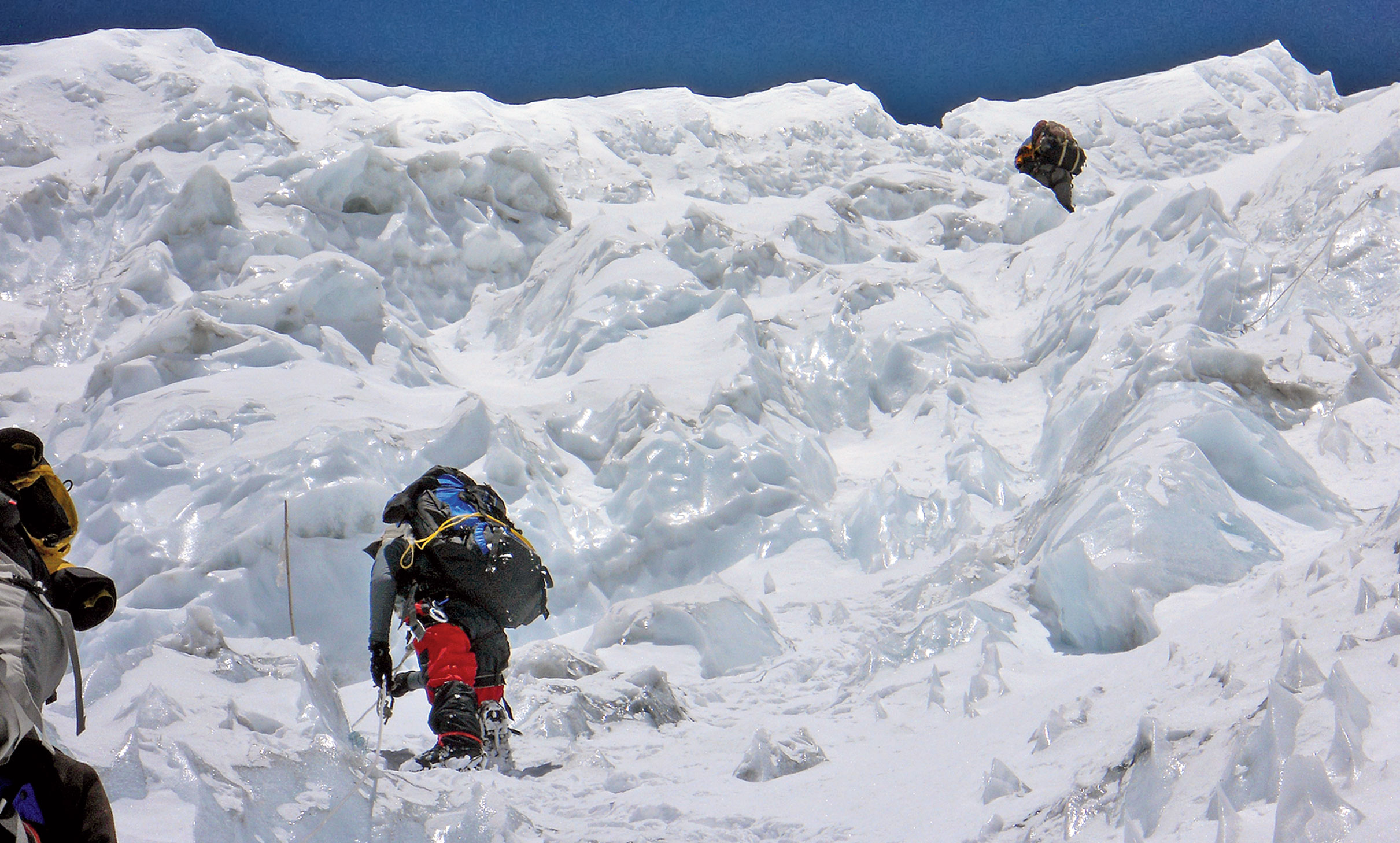 Basanta Singha Ray and his team on their way to the Kanchenjungha summit from the base camp. 
