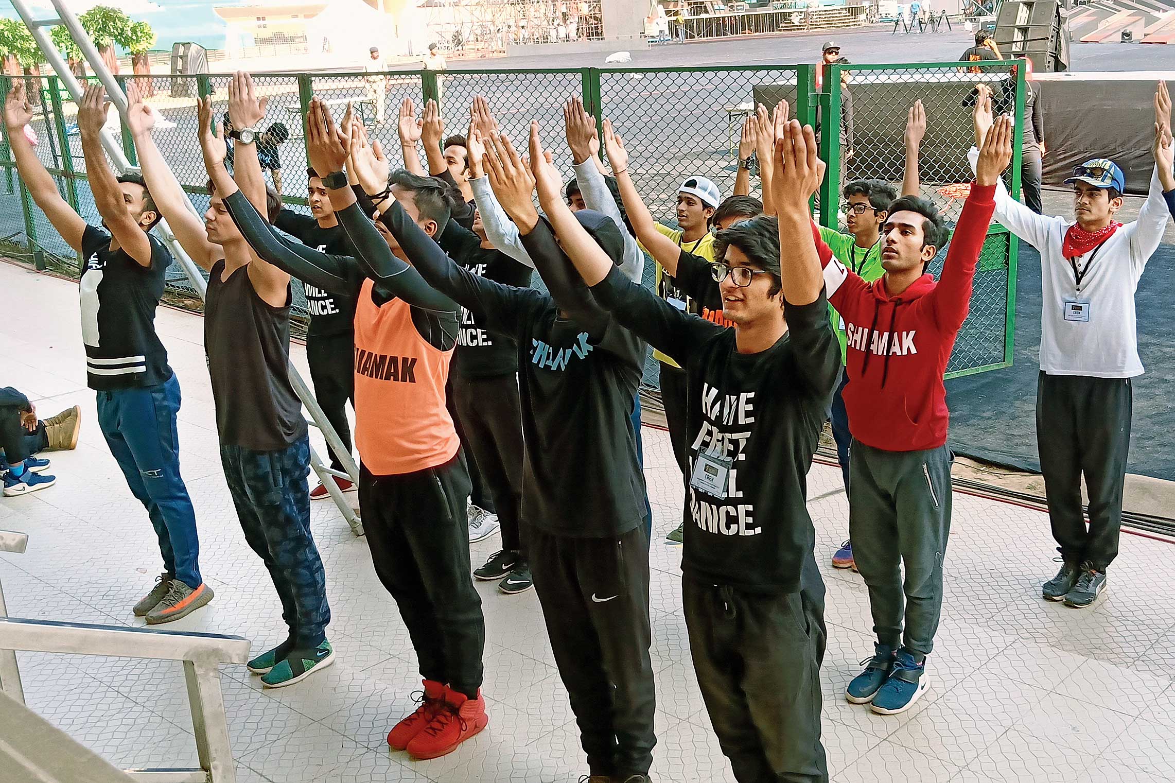 Performers rehearse ahead of the inaugural event in Bhubaneswar on Sunday.