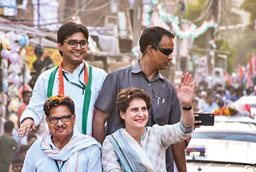 Priyanka Gandhi Vadra at an election rally in Barabanki on April 27
