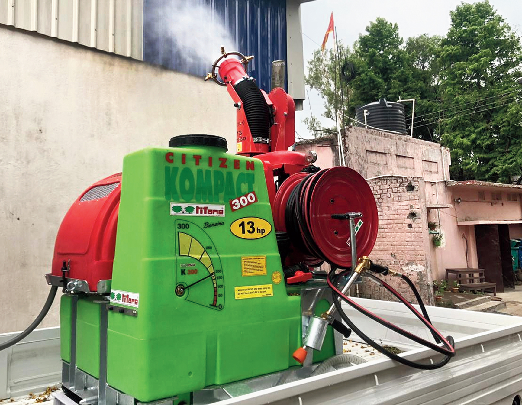 A cold mist fogging machine at Doranda in Ranchi on Monday. 
