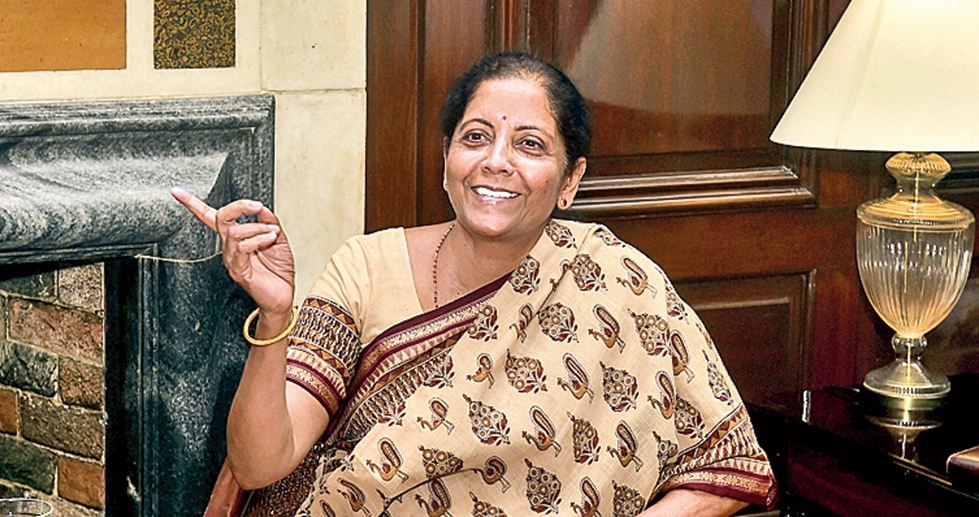 Nirmala Sitharaman takes charge as finance minister in New Delhi on Friday. 