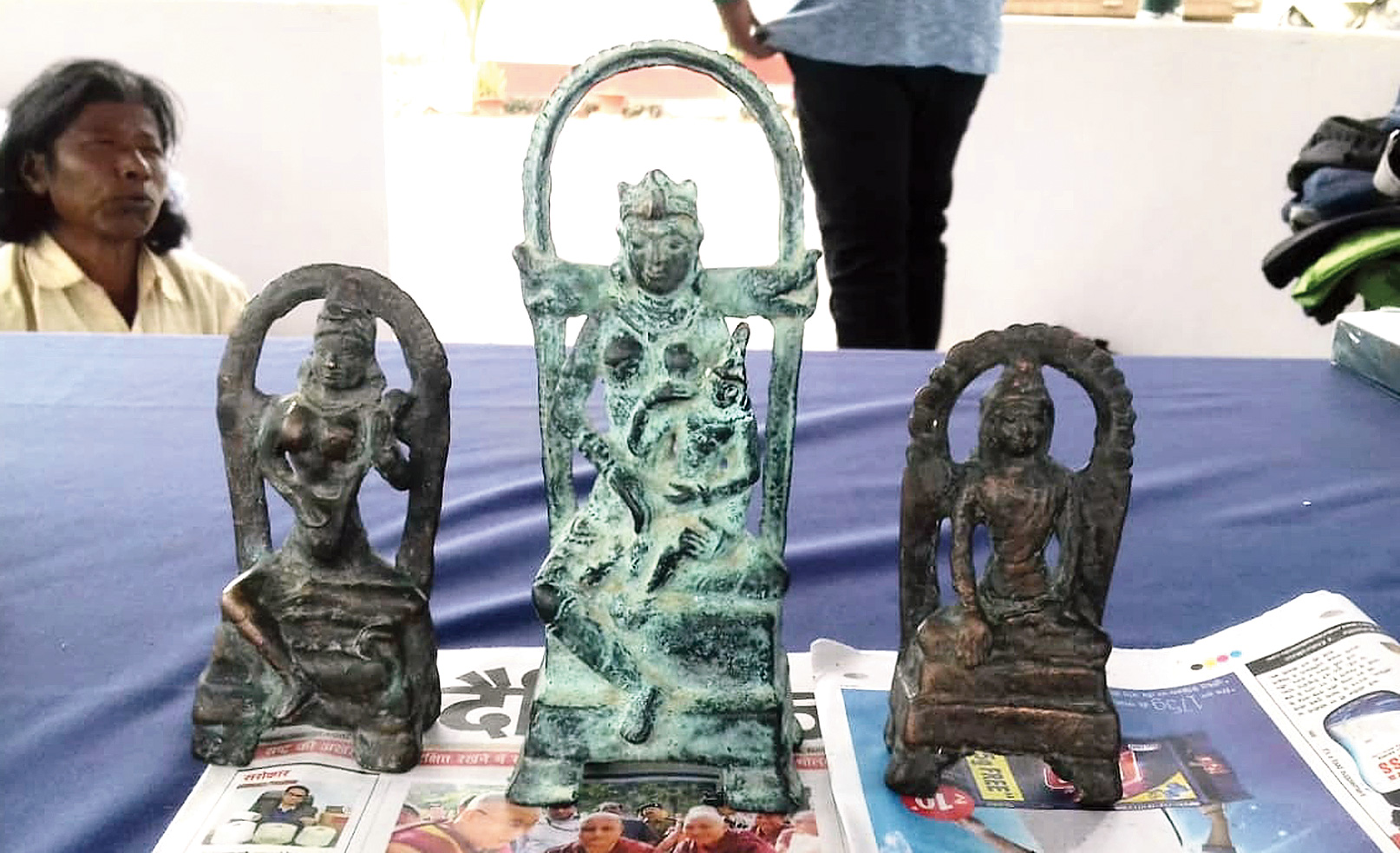 The antique idols seized from the Nepal border
