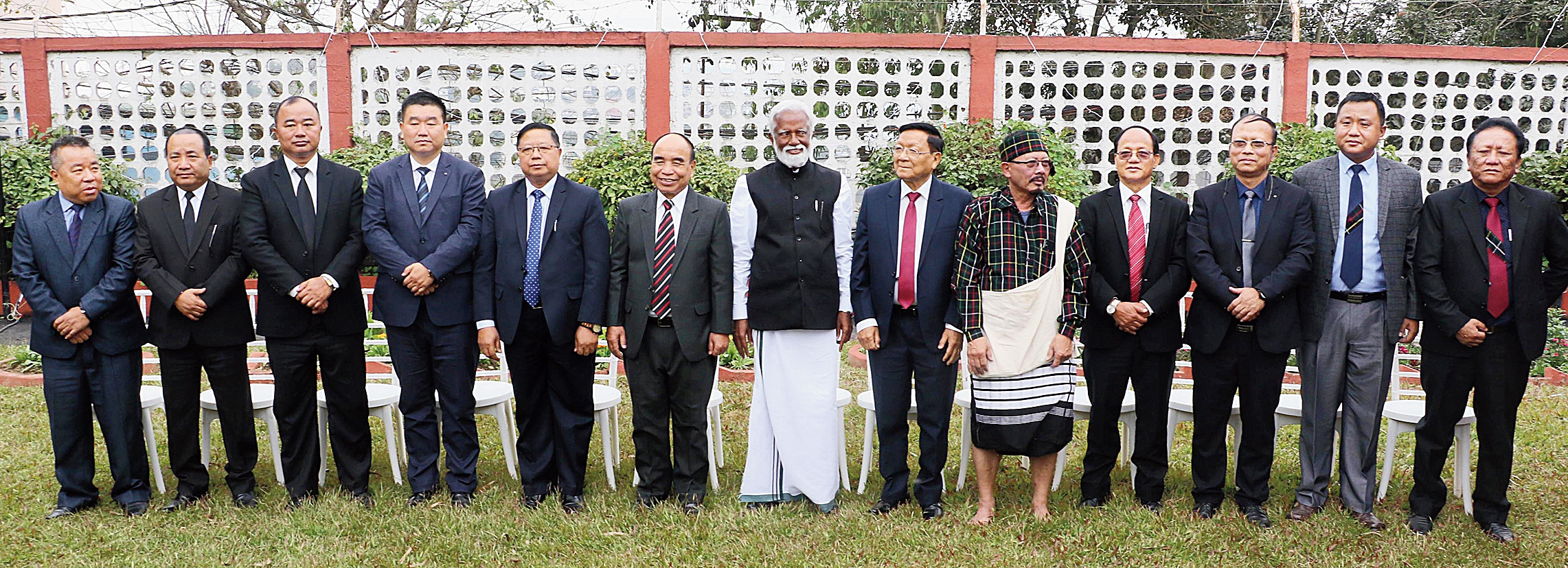 The council of ministers with Mizoram governor K. Rajasekharan and chief minister Zoramthanga after the ceremony in Aizawl on Saturday.