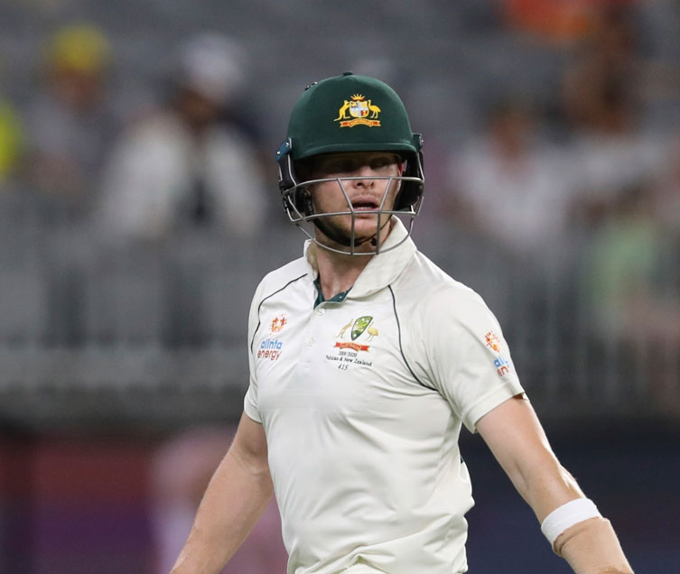Australia's Steve Smith leaves the ground after being dismissed during play in their cricket test against New Zealand in Perth, Australia, Saturday