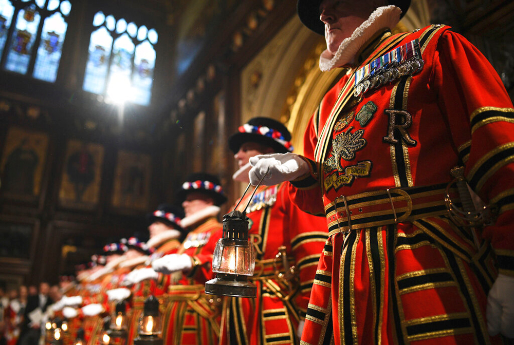 The Yeoman Guard during the ceremonial search of the Palace of Westminster in London in the House of Lords on December 19