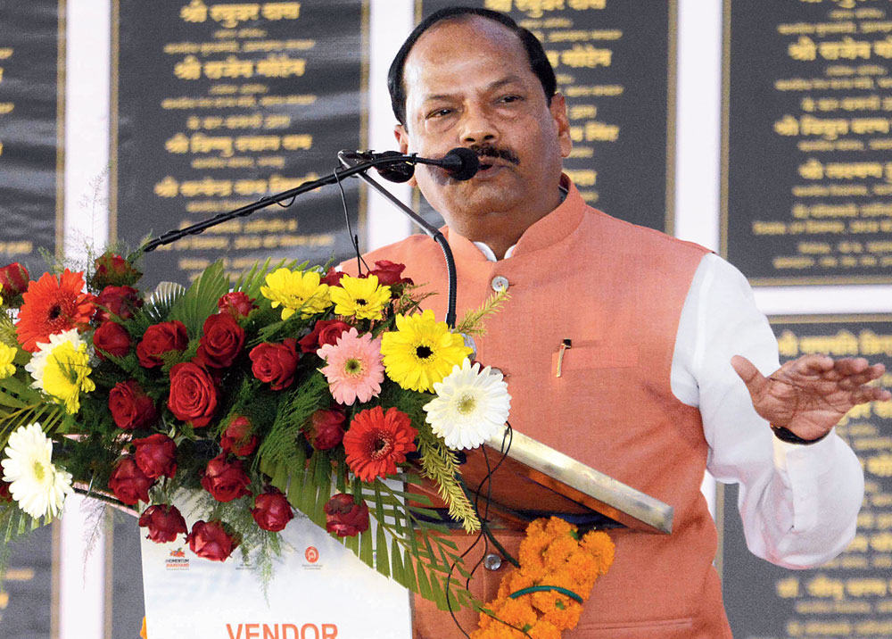 Chief minister Raghubar Das addresses the programme in Adityapur on Wednesday.
