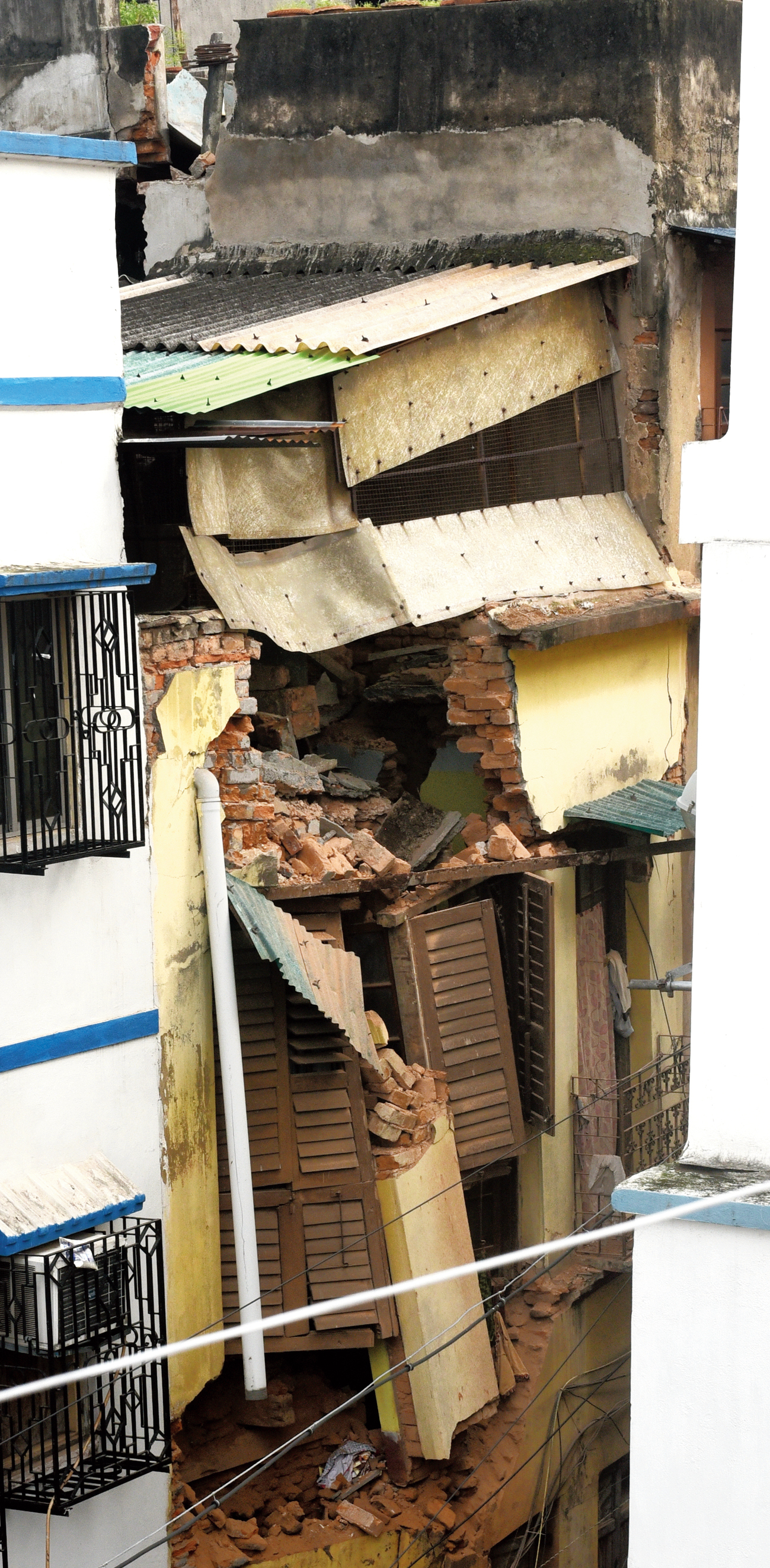 A building in Bowbazar, a portion of which collapsed on Tuesday