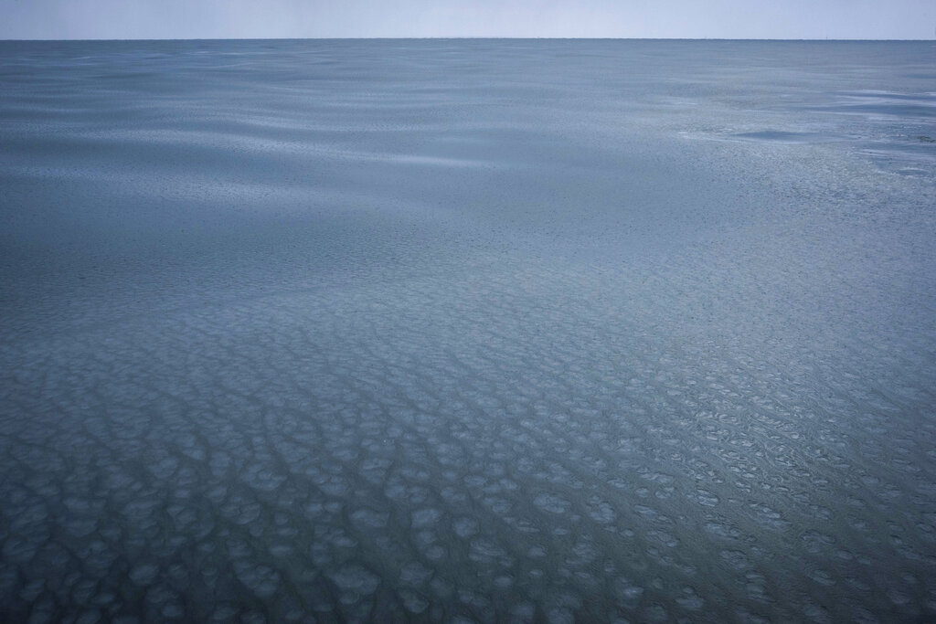 This Nov. 12, 2019, photo provided by John Guillote shows a view from the research vessel Sikuliaq near Jones Island in the Beaufort Sea.