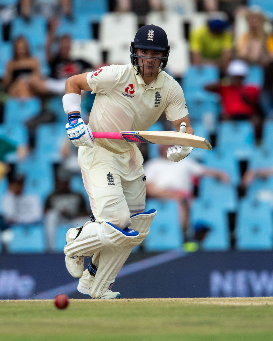 England's batsman Rory Burns in action on day three of the first cricket test match between South Africa and England at Centurion Park, Pretoria, South Africa, Saturday