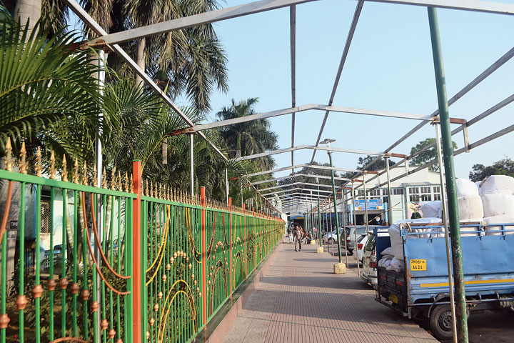 The under-construction pathway outside Tatanagar station on Wednesday. 

