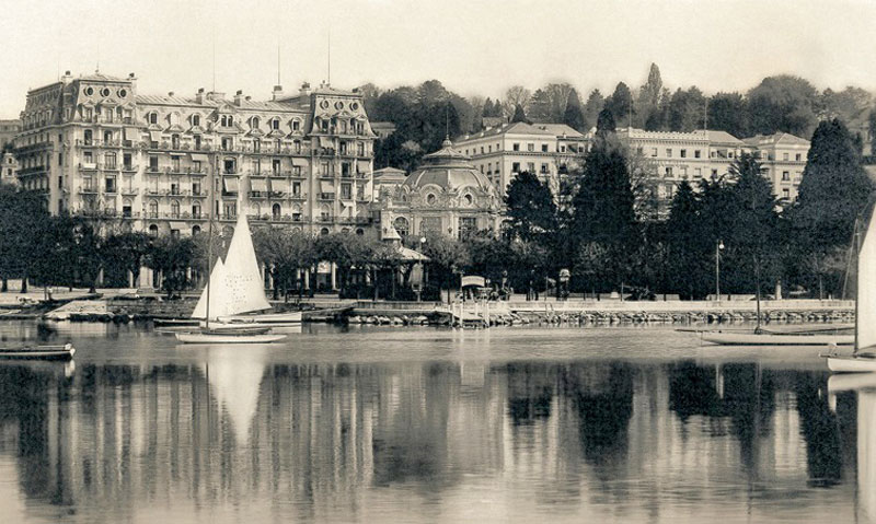 An old picture of Beau-Rivage Palace (above) in Switzerland’s Lausanne, where Turner worked in the early stages of his career