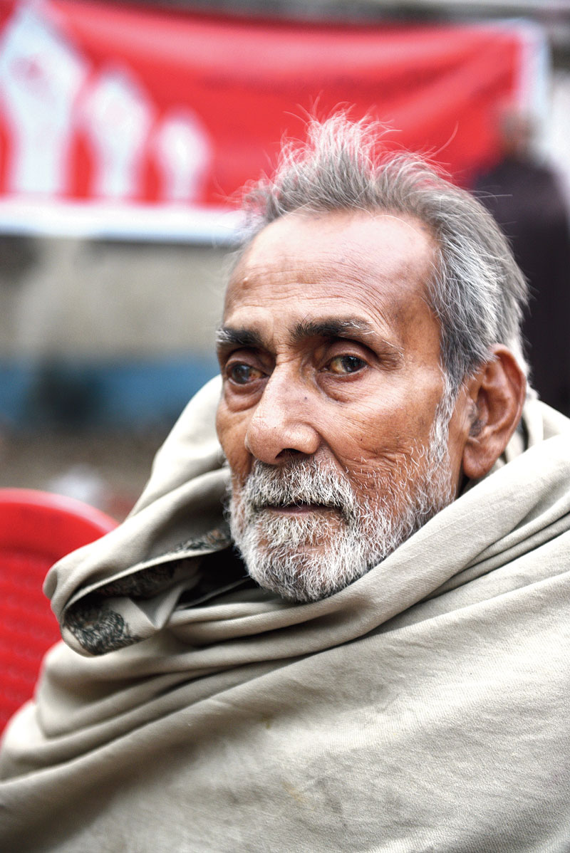 Dipak Mukhopadhyay, 80, who spent five hours at the protest meet on Wednesday