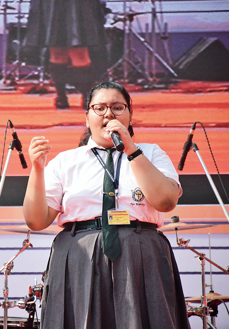 Debangana Sengupta, the Champion of Champions Student, performs in the Fusion Band category