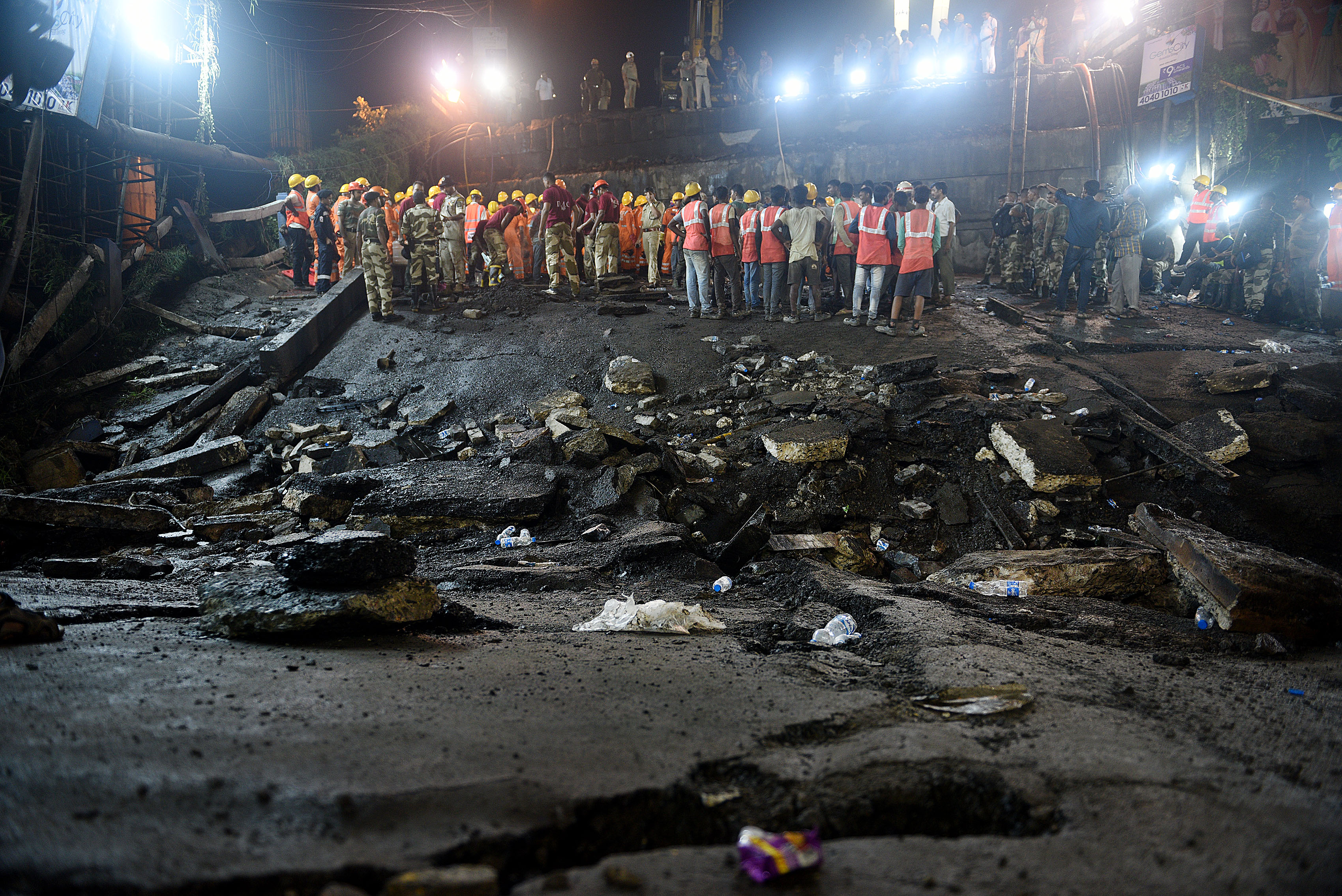 Rescue operation after the Majerhat bridge collapse in Calcutta earlier this month