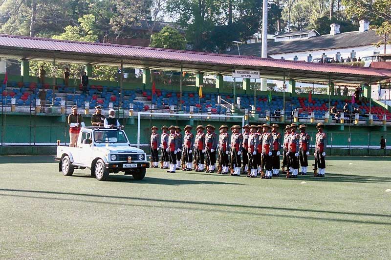 Empty stands at the Republic Day celebrations in Aizawl, presided over by governor Kummanam Rajasekharan. 

