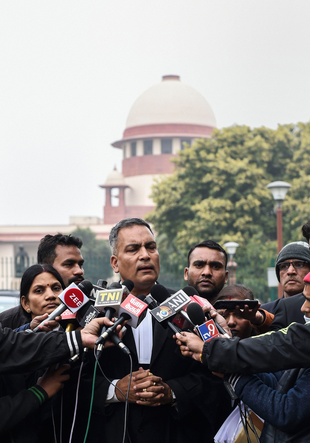 AP Singh, the advocate for the convicts in the Nirbhaya case, speaks to the media at the Supreme Court on December 17