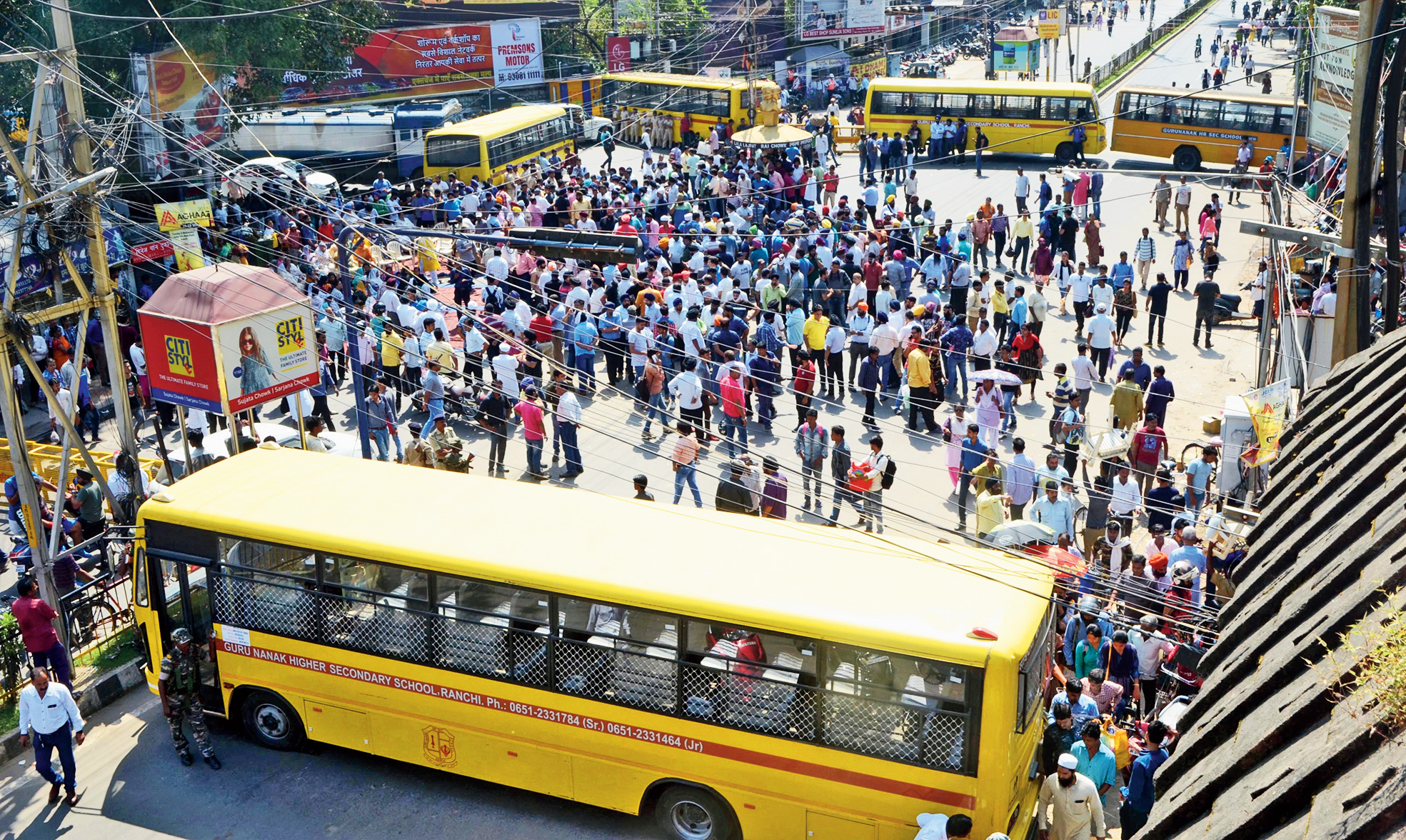 Ripple effect: Protesters block Main Road at Sujata Chowk in Ranchi on Saturday.