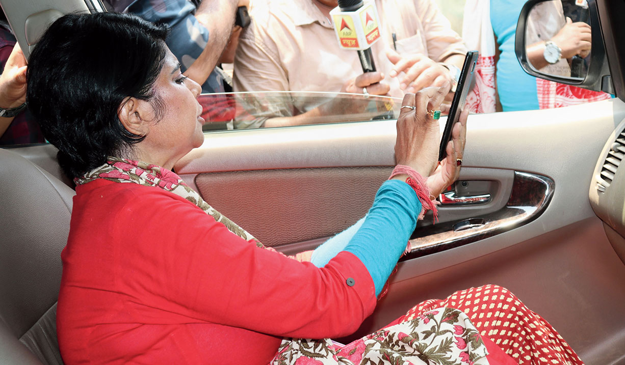 Ghosh leaves a booth in Dogachia
