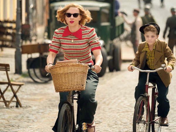 Scarlett Johansson in a scene from Jojo Rabbit with Griffin Davis