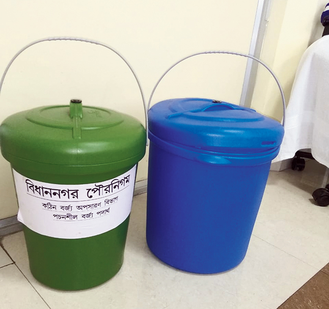 Sample buckets at Poura Bhavan