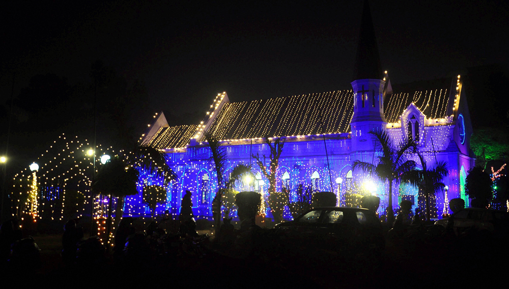 St Paul's Church illuminated ahead of Christmas in Amritsar on December 22 